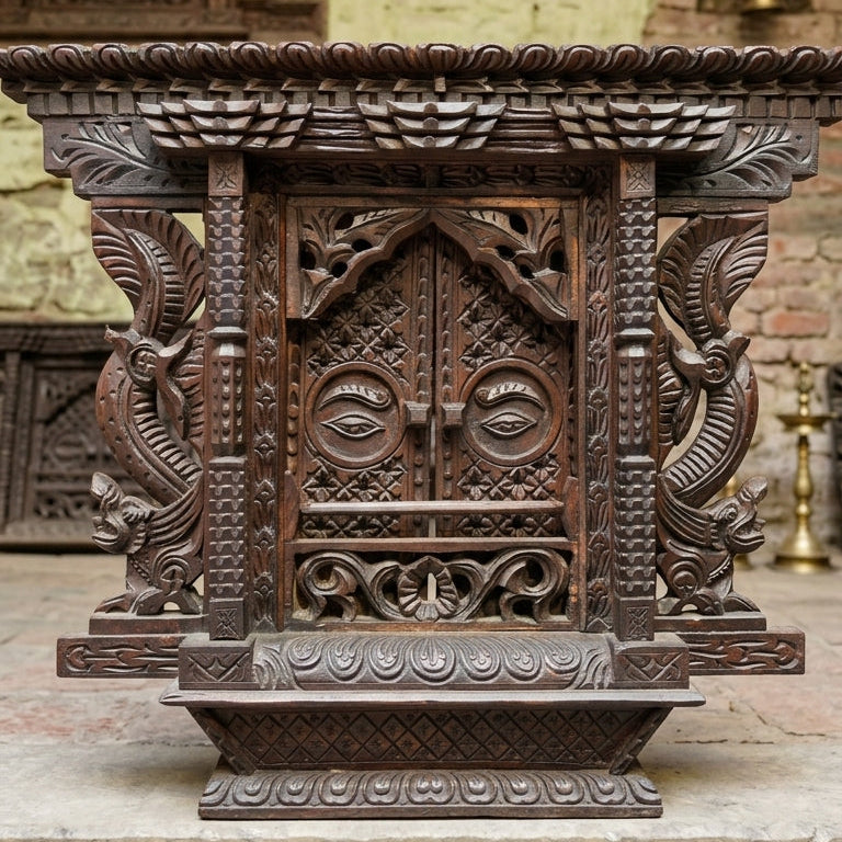 Traditional Newari Wooden Window Wall Décor