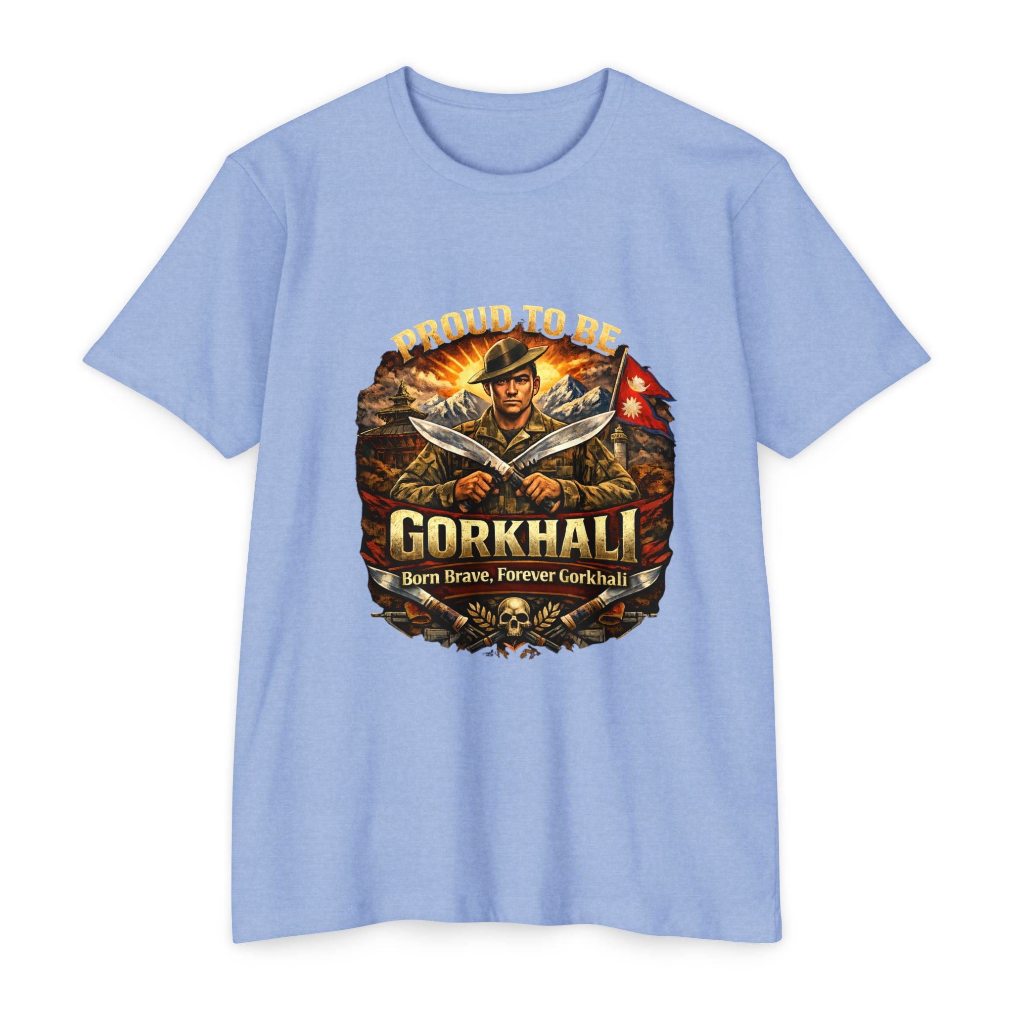 Gorkhali Soldier Emblem T-shirt | Nepali Khukuri Warrior Graphic
