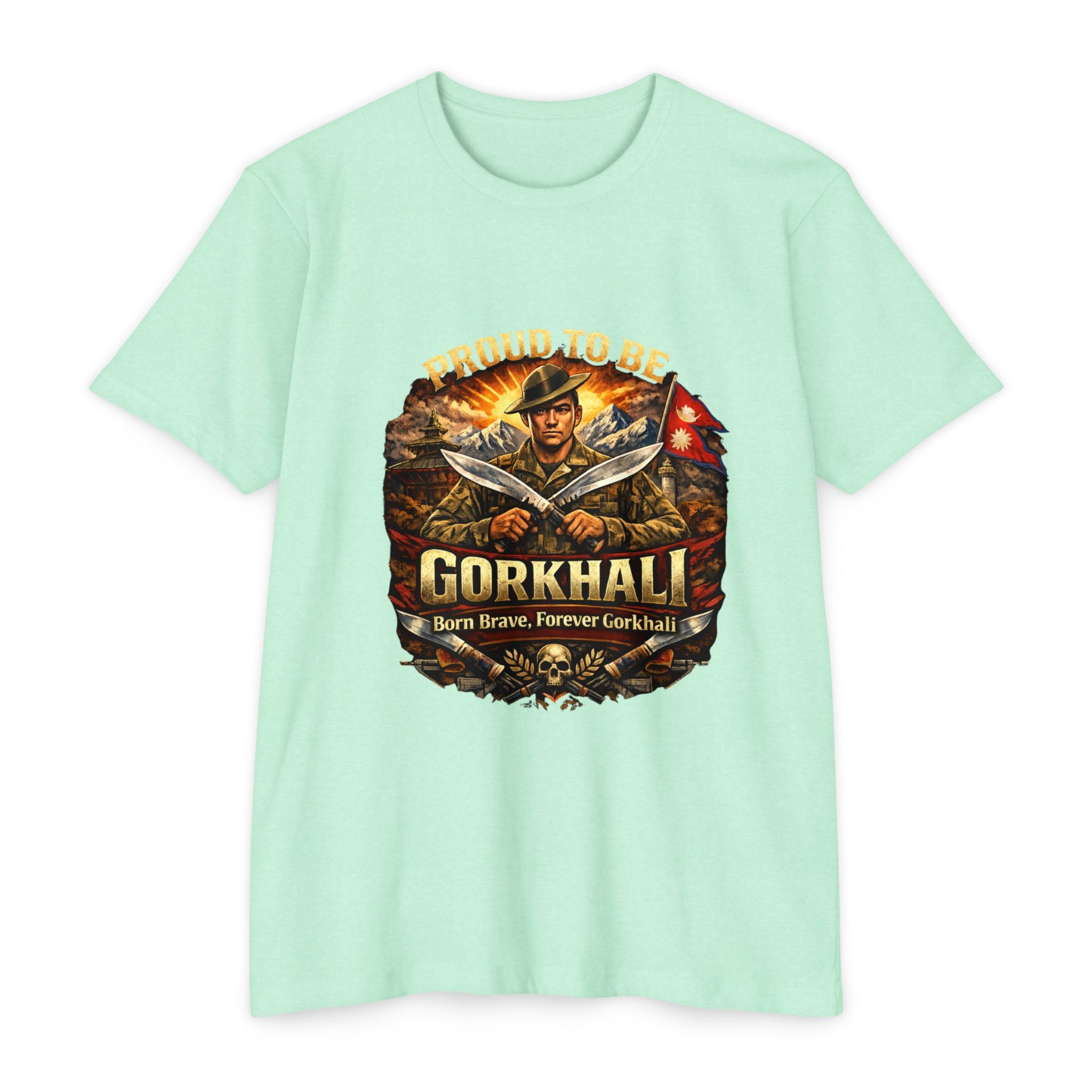 Gorkhali Soldier Emblem T-shirt | Nepali Khukuri Warrior Graphic