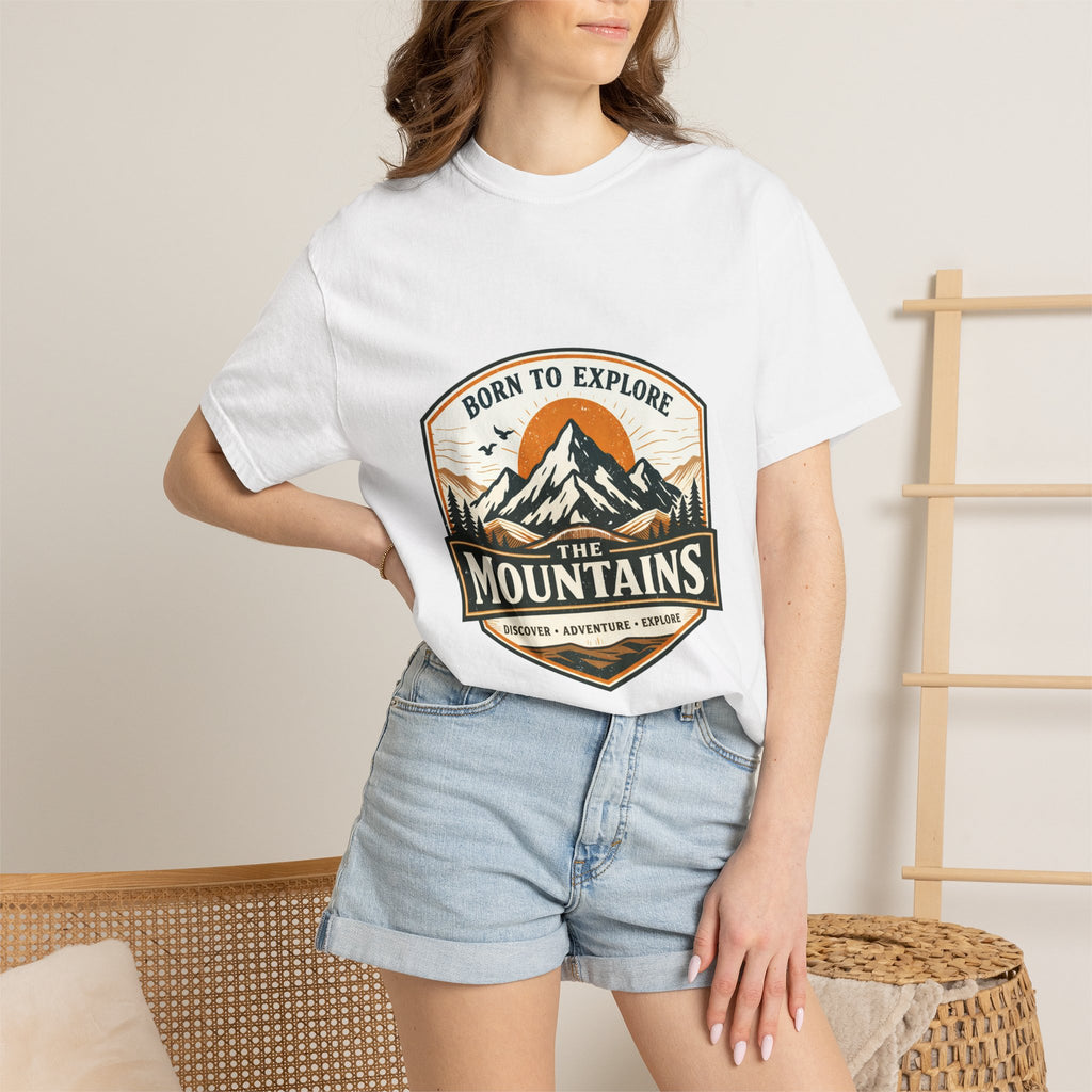 Born to Explore Mountains T-Shirt | Mountain Badge Adventure Tee