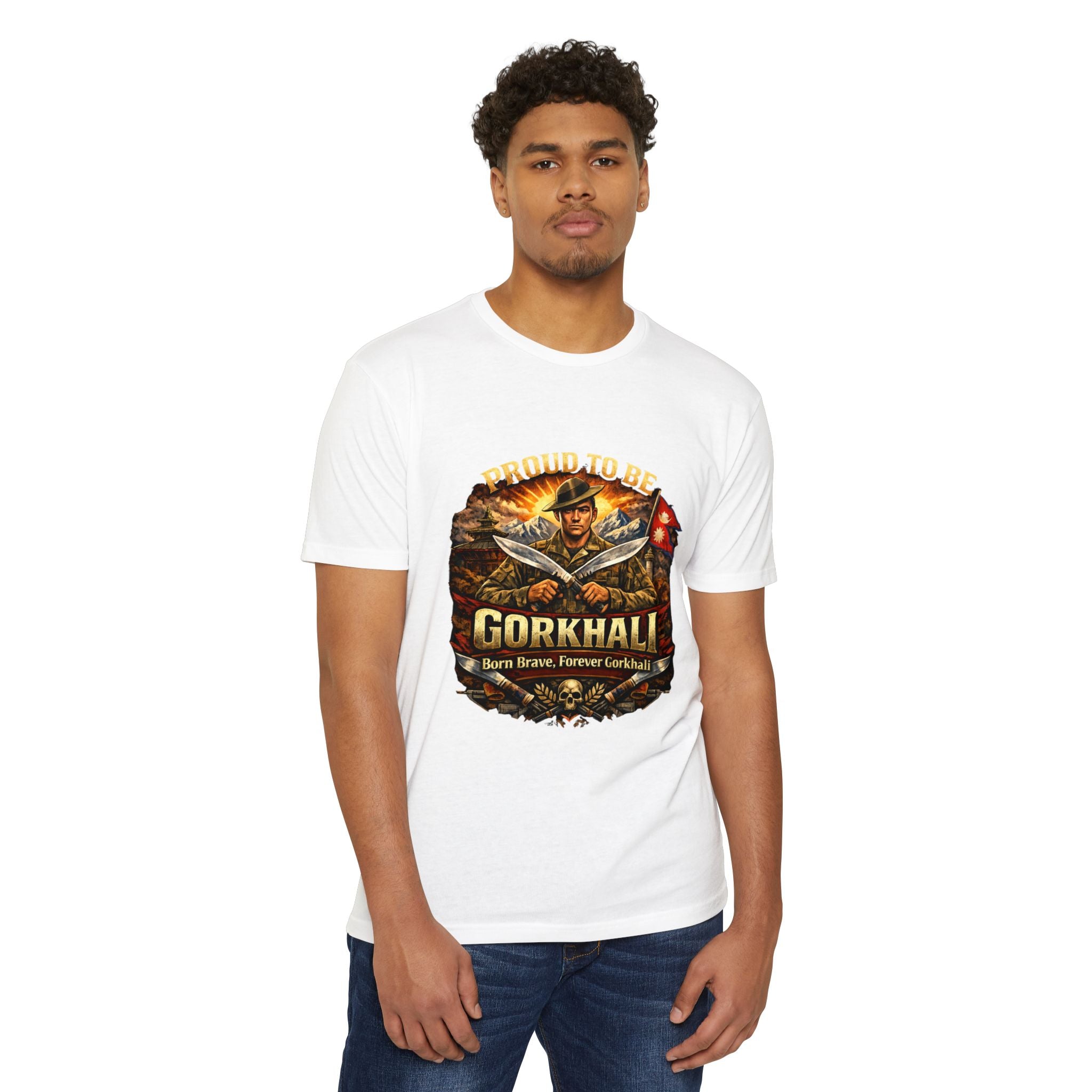 Gorkhali Soldier Emblem T-shirt | Nepali Khukuri Warrior Graphic