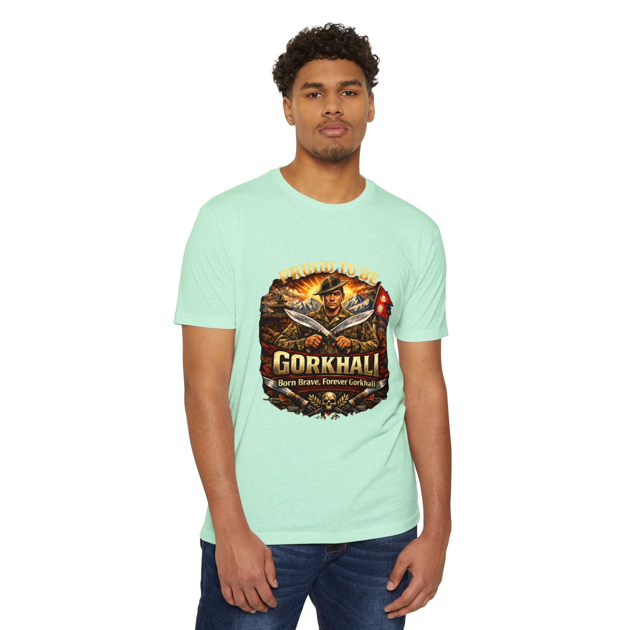 Gorkhali Soldier Emblem T-shirt | Nepali Khukuri Warrior Graphic