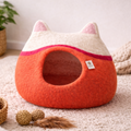 Handmade Wool Cat Cave Bed – Cozy Felt Pet House