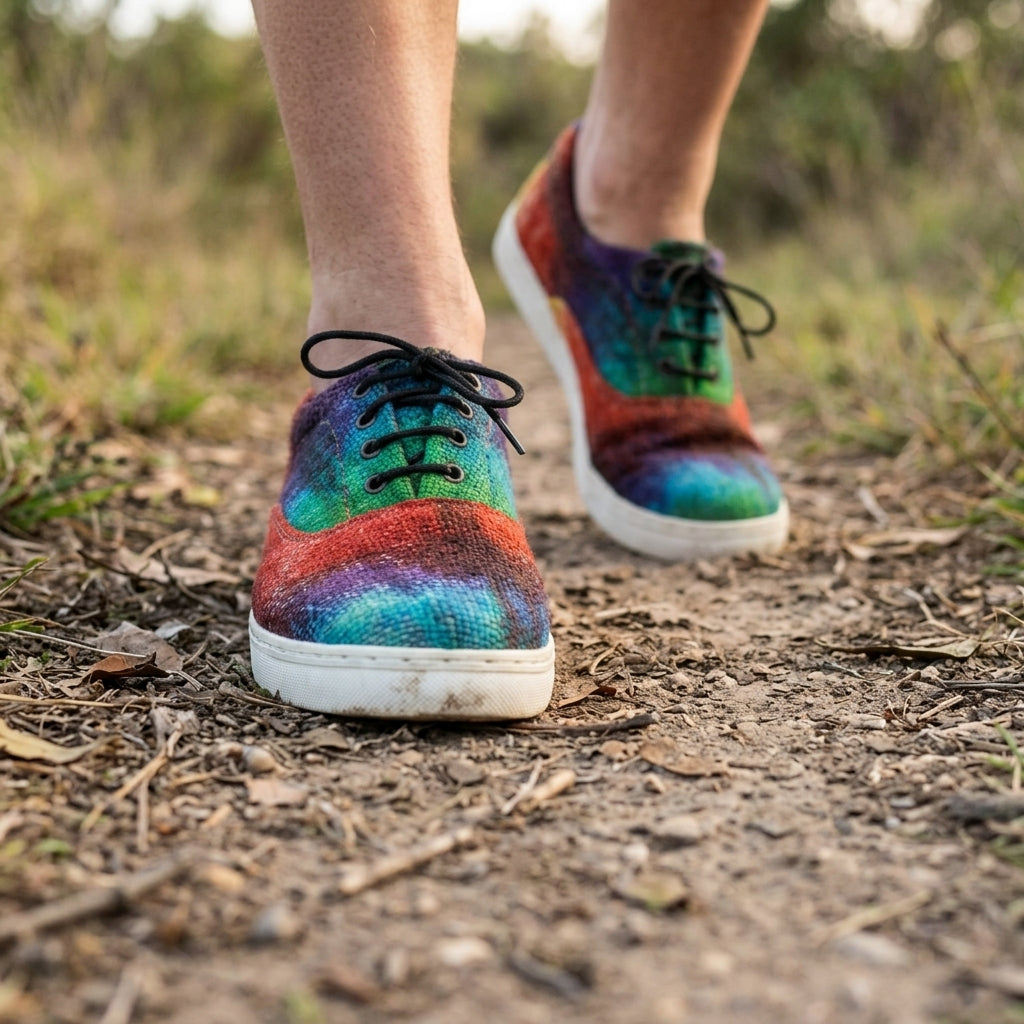 Rasta Tie-Dye Hemp Sneakers – Organic Lace-Up Casual Shoes
