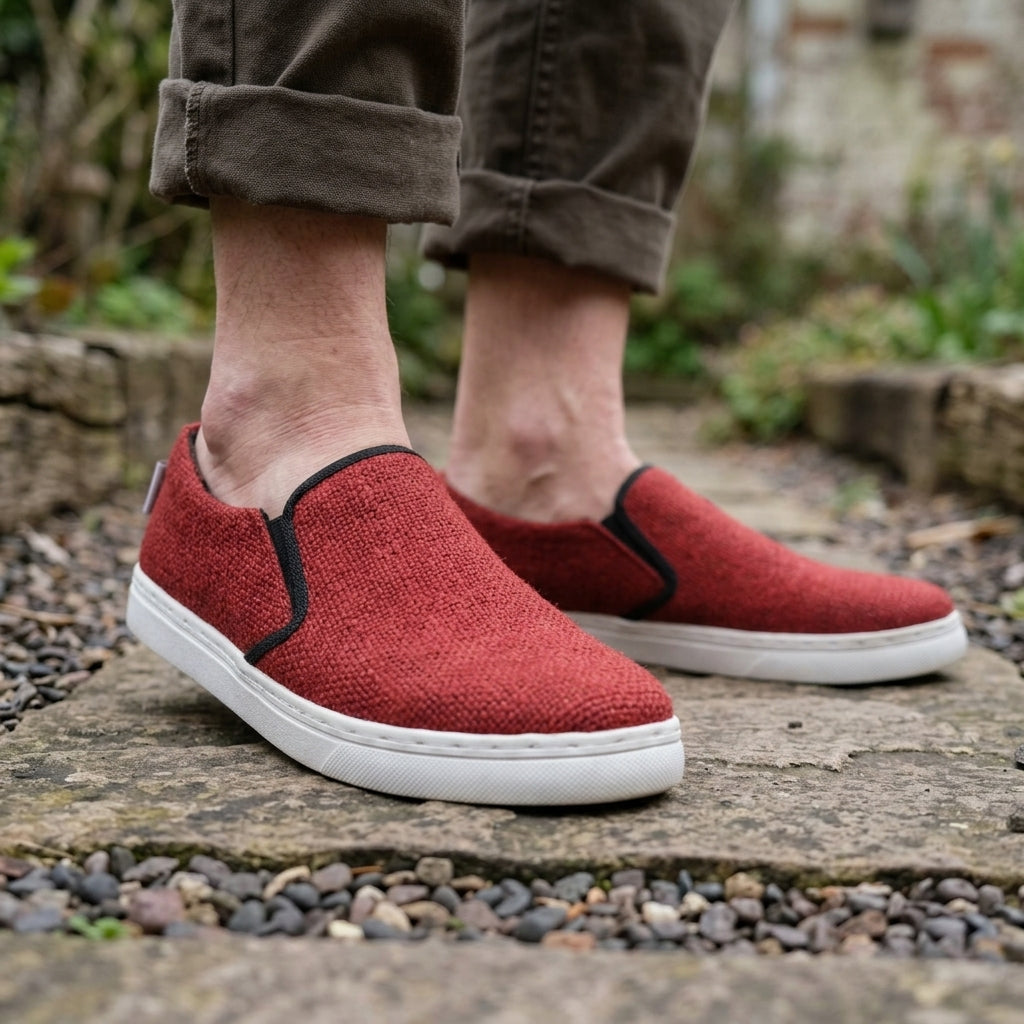 Red Hemp Slip-On Shoes – Organic Casual Everyday Footwear