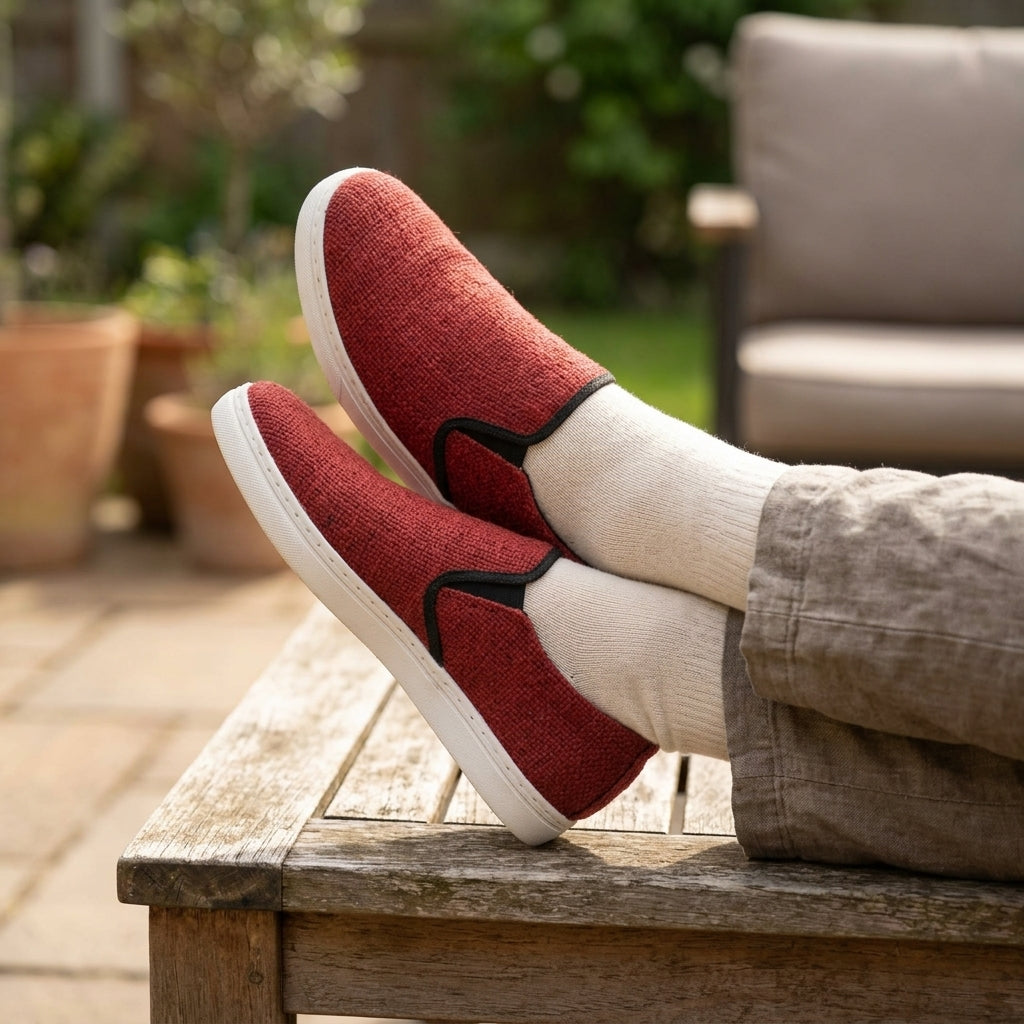 Red Hemp Slip-On Shoes – Organic Casual Everyday Footwear