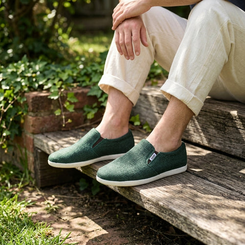 Green Hemp Slip-On Shoes – Eco Casual Everyday Footwear