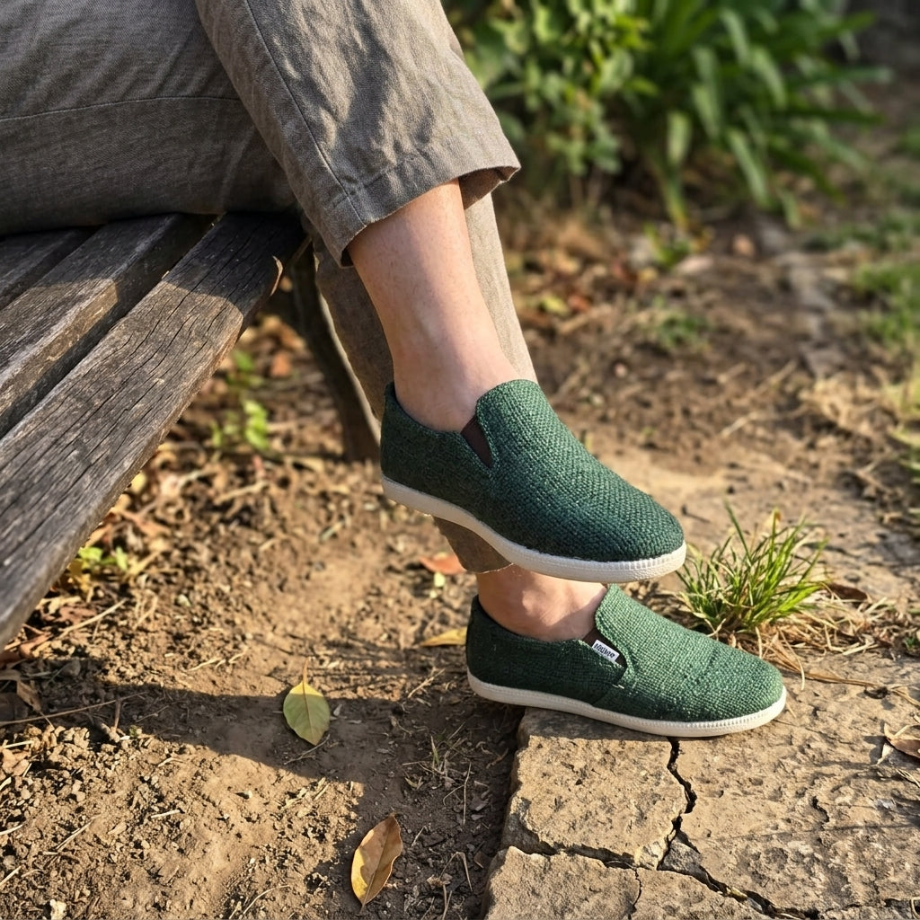 Green Hemp Slip-On Shoes – Eco Casual Everyday Footwear