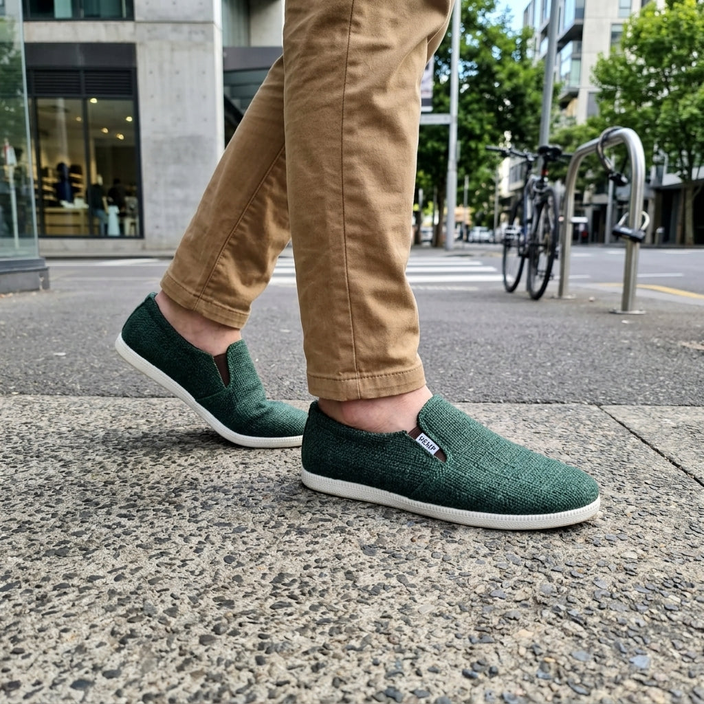 Green Hemp Slip-On Shoes – Eco Casual Everyday Footwear