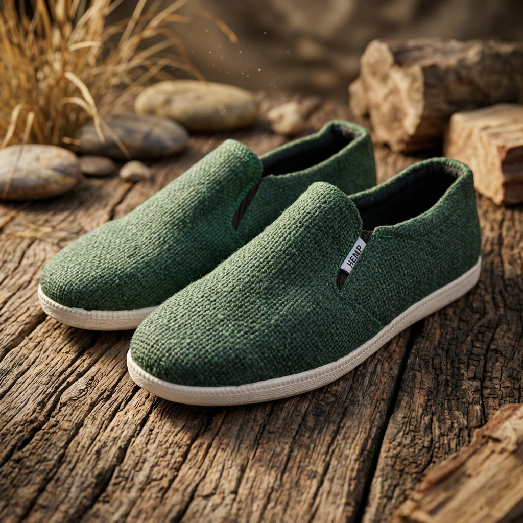Green Hemp Slip-On Shoes – Eco Casual Everyday Footwear