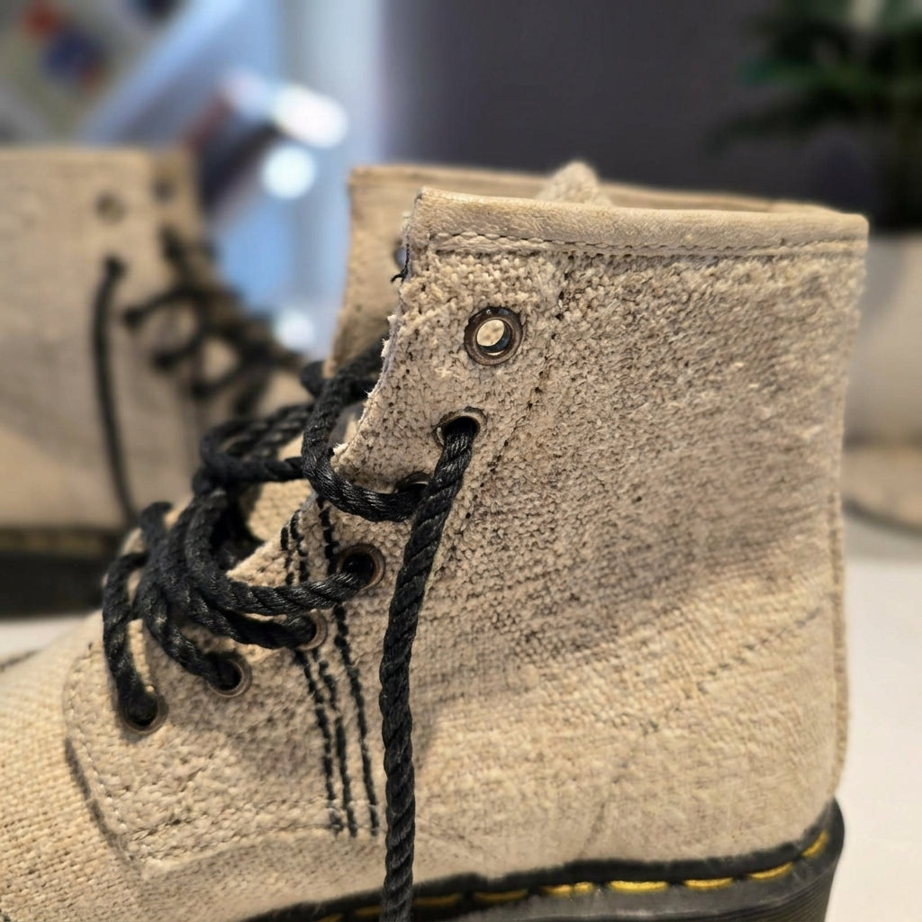 Natural White Hemp Boots – Organic Ankle-High Lace-Up Footwear