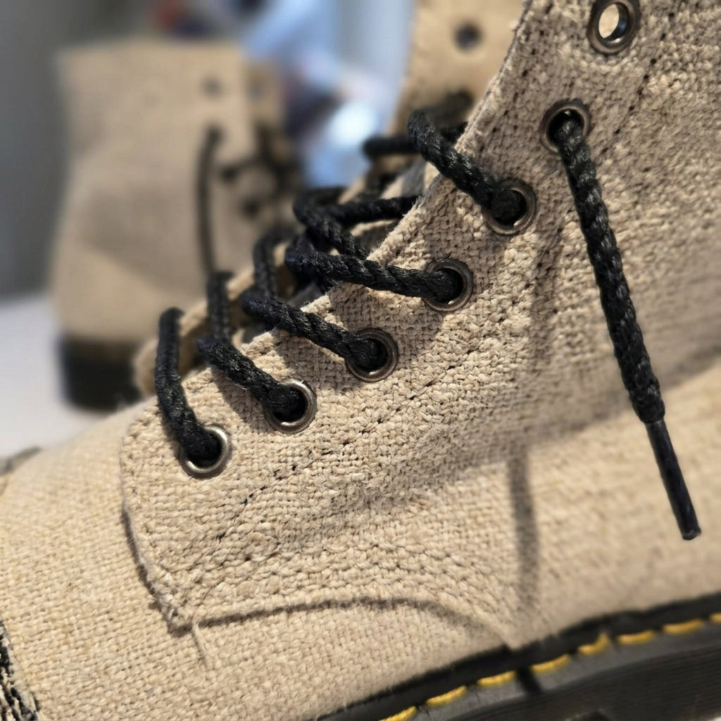 Natural White Hemp Boots – Organic Ankle-High Lace-Up Footwear