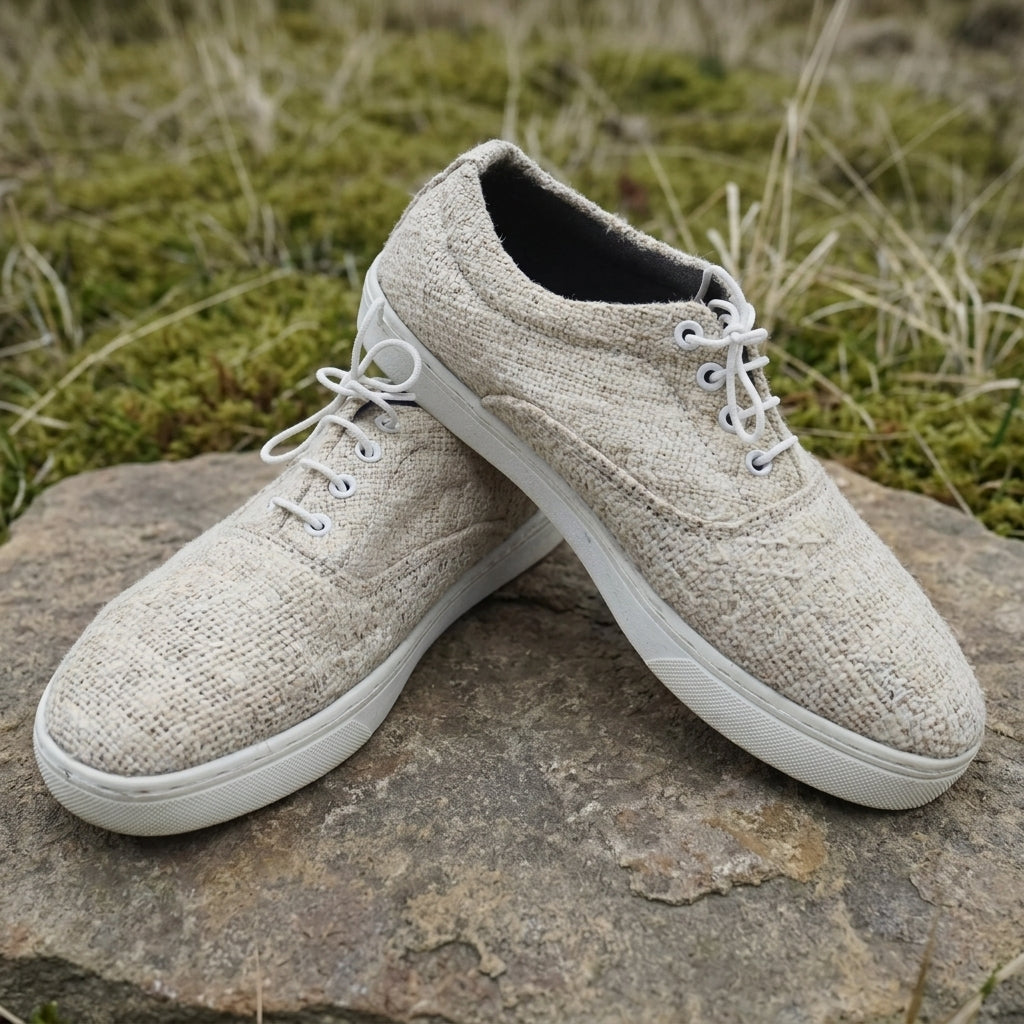 Natural White Hemp Sneakers – Organic Lace-Up Casual Shoes
