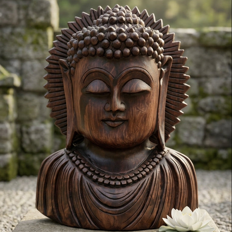 Handcrafted Wooden Lord Buddha Statue