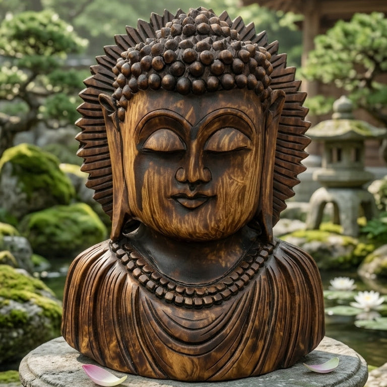 Handcrafted Wooden Lord Buddha Statue