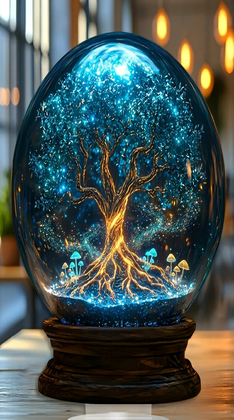 Crystal Starry Sky Blue Tree Acrylic Orb