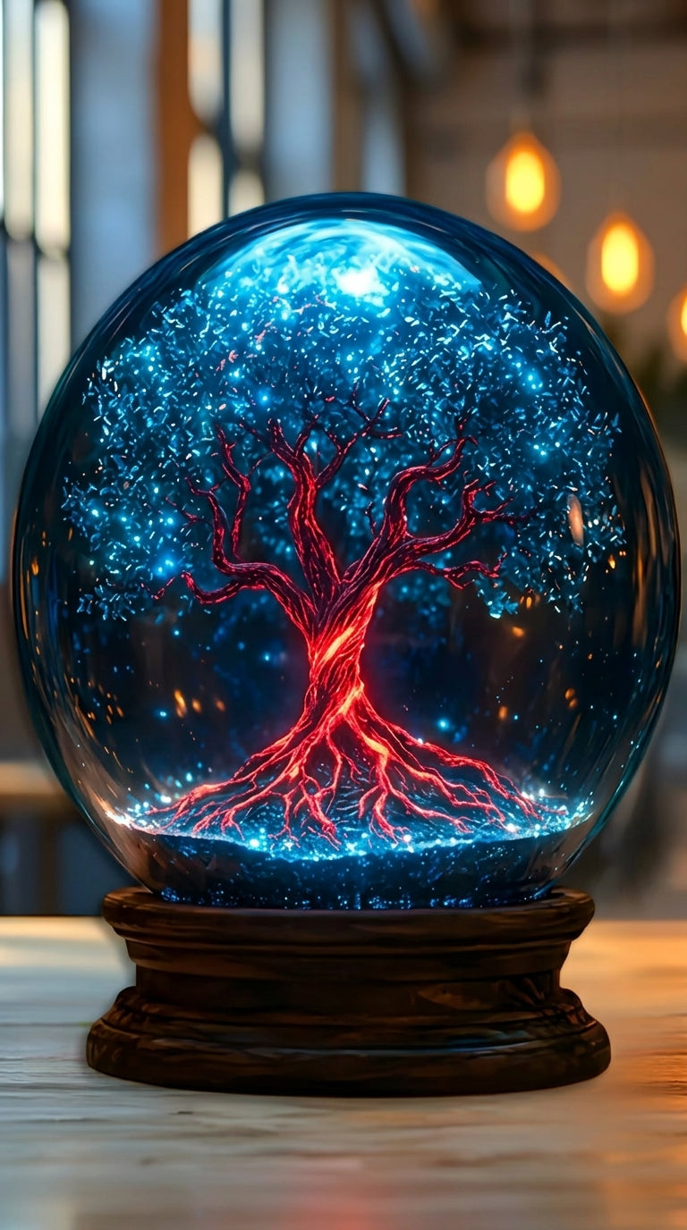 Crystal Starry Sky Blue Tree Acrylic Orb