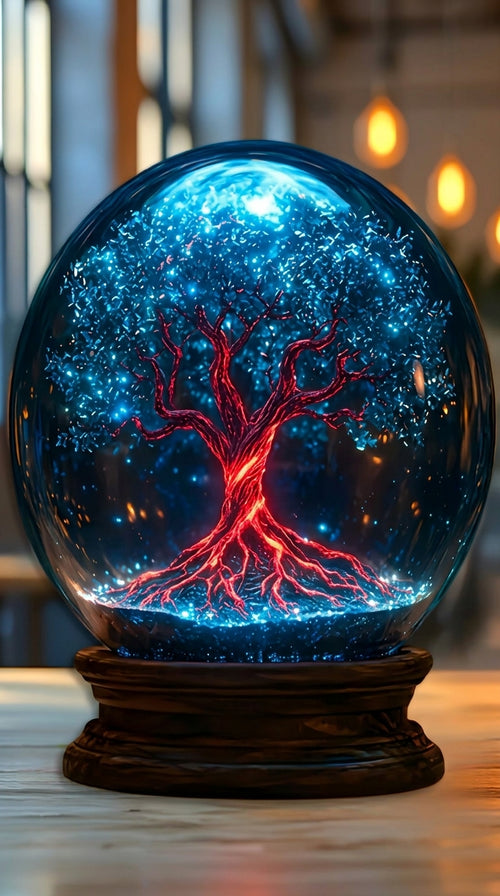 Crystal Starry Sky Blue Tree Acrylic Orb
