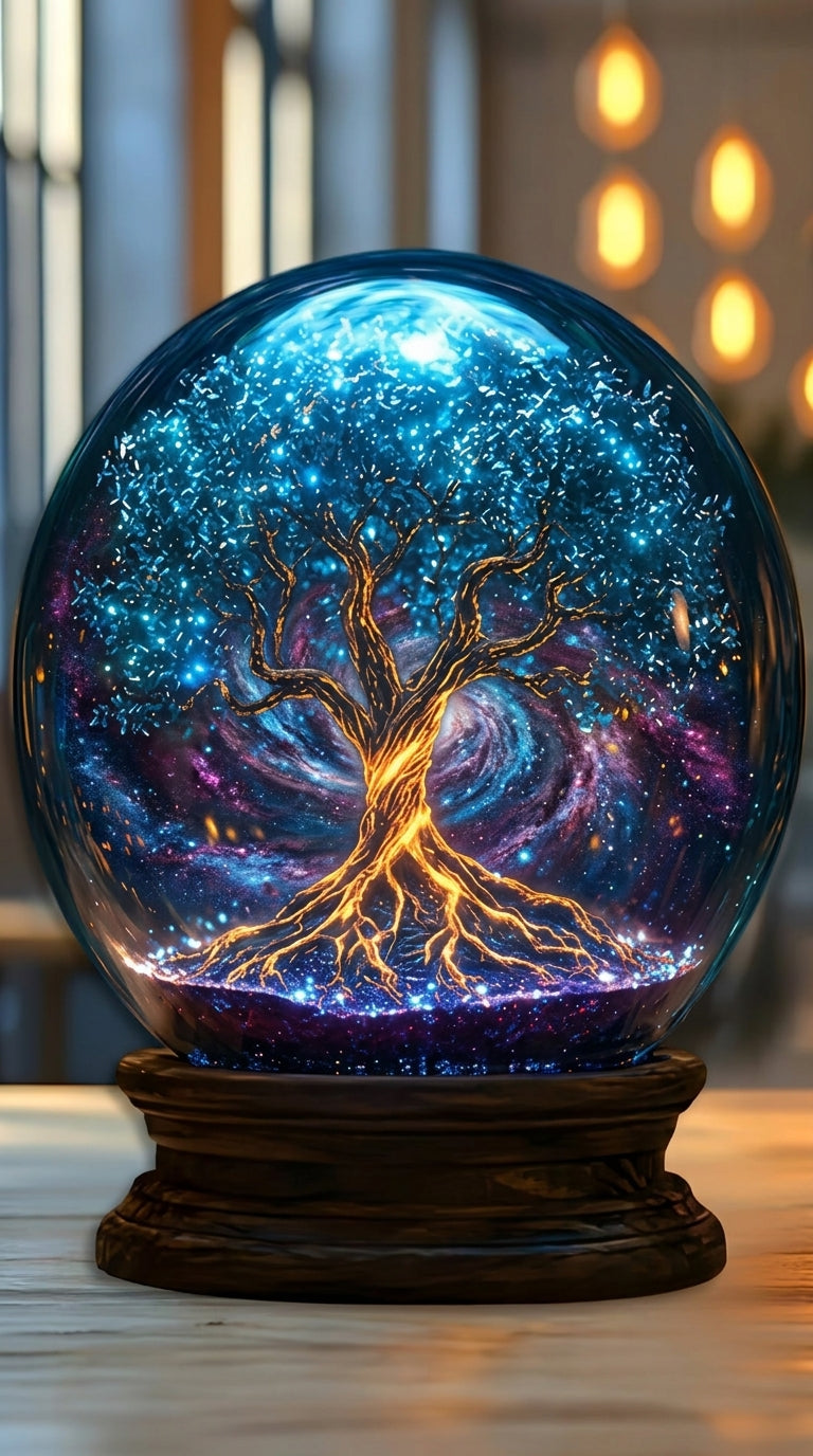 Crystal Starry Sky Blue Tree Acrylic Orb