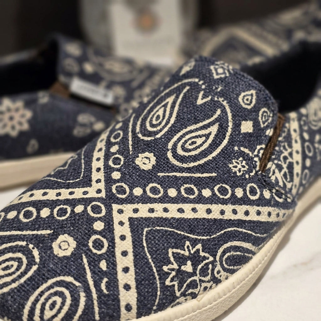 Mandala Hemp Slip-On Shoes – Organic Handmade-Style Casual Footwear