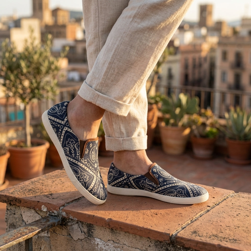 Mandala Hemp Slip-On Shoes – Organic Handmade-Style Casual Footwear