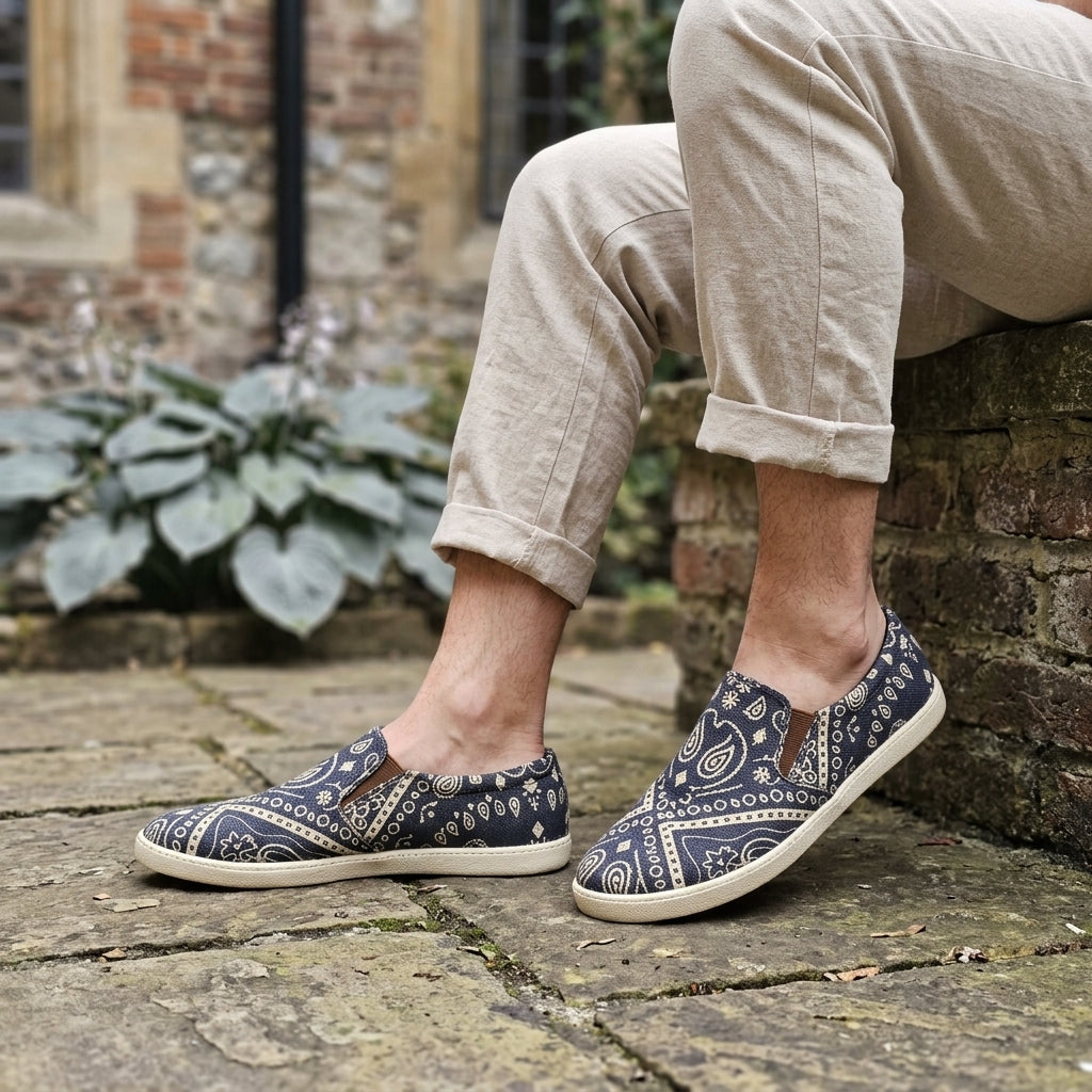 Mandala Hemp Slip-On Shoes – Organic Handmade-Style Casual Footwear