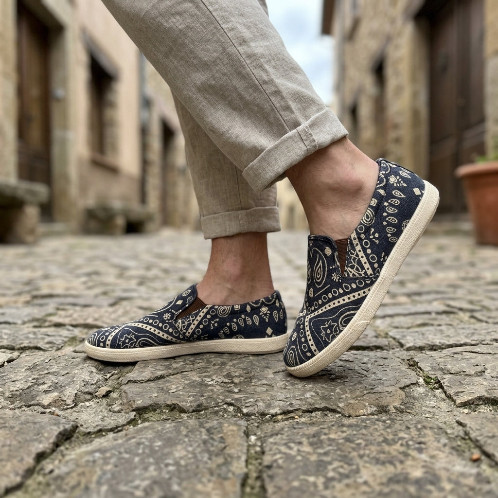 Mandala Hemp Slip-On Shoes – Organic Handmade-Style Casual Footwear