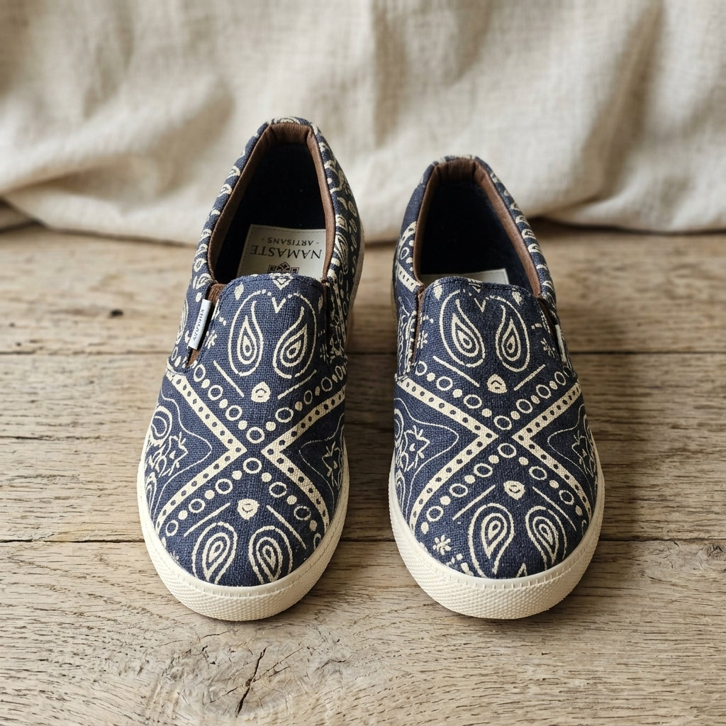 Mandala Hemp Slip-On Shoes – Organic Handmade-Style Casual Footwear