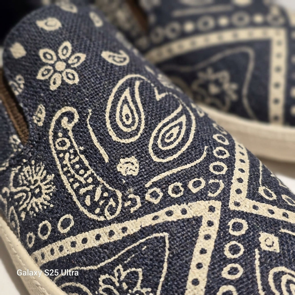 Mandala Hemp Slip-On Shoes – Organic Handmade-Style Casual Footwear