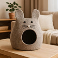Handmade Mouse Wool Cat Cave Bed – Grey Felt Pet House