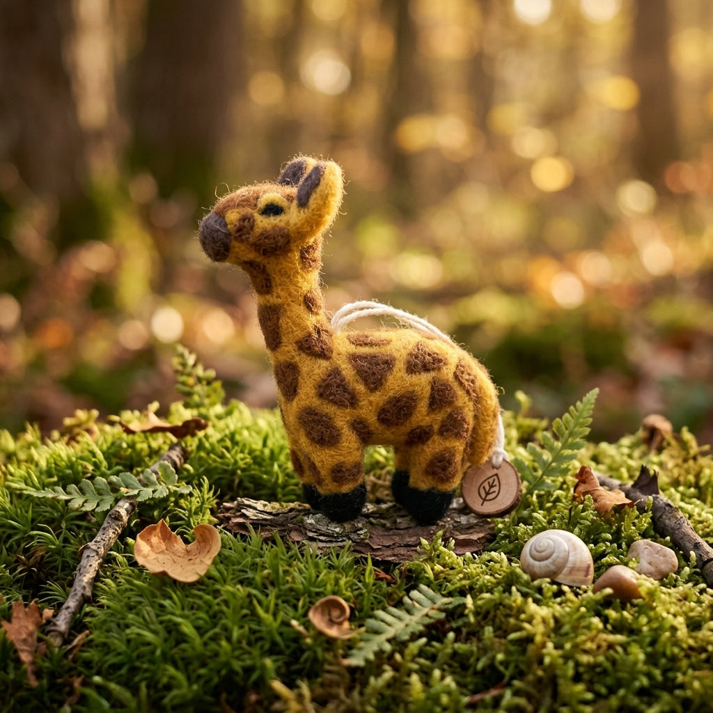 Handmade Felt Giraffe Ornament – Wool Safari Animal Decoration
