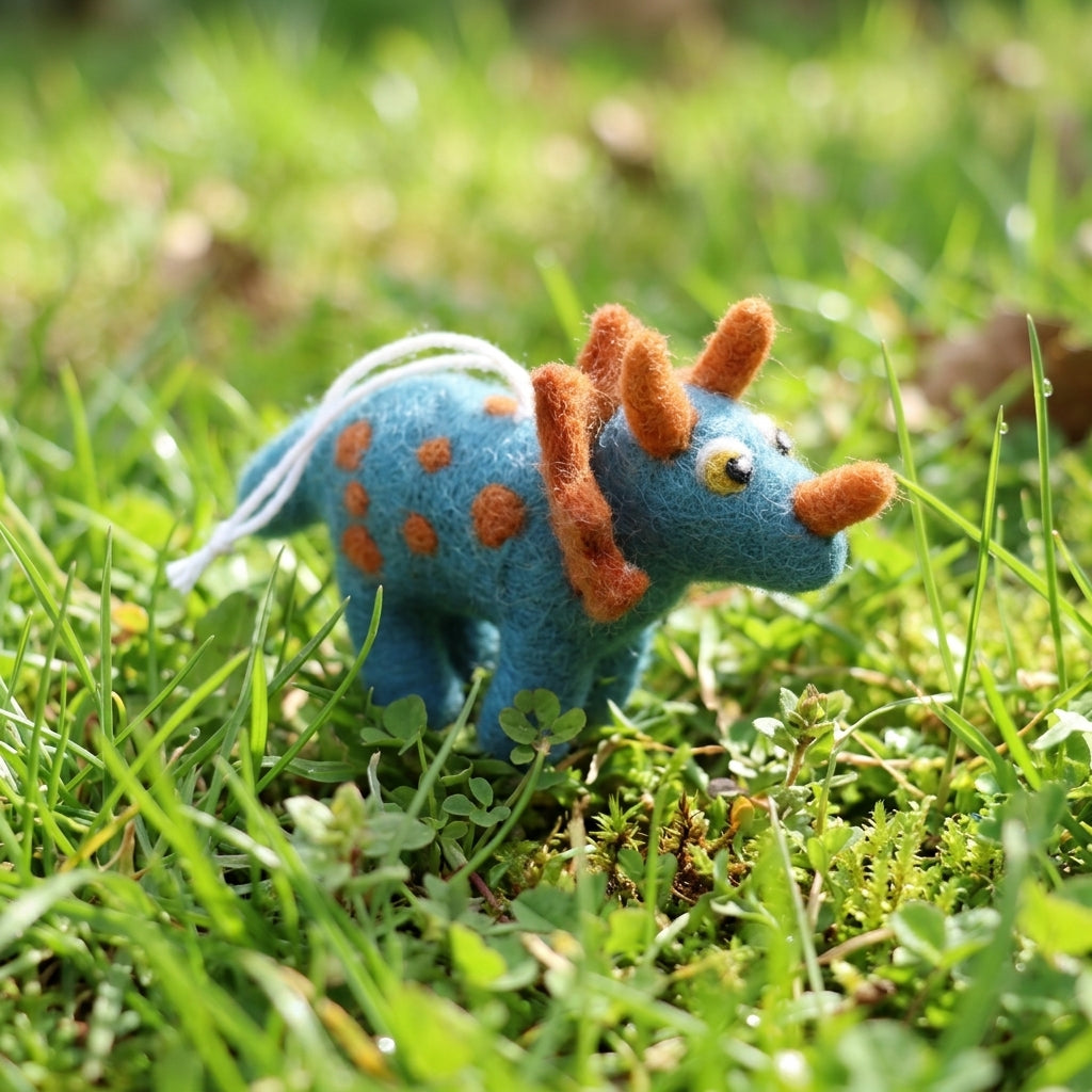 Handmade Felt Dino Ornament – Wool Dinosaur Decoration