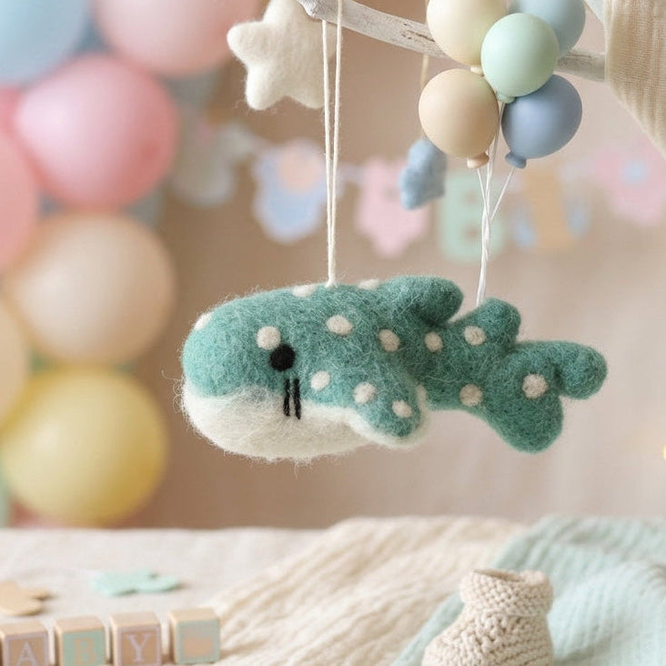 Handmade Felt Whale Ornament – Wool Ocean Animal Decoration