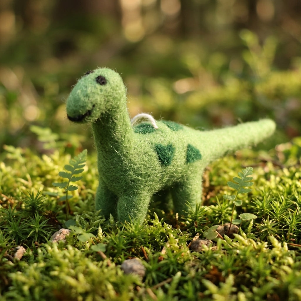 Handmade Felt Dino Ornament – Wool Dinosaur Decoration