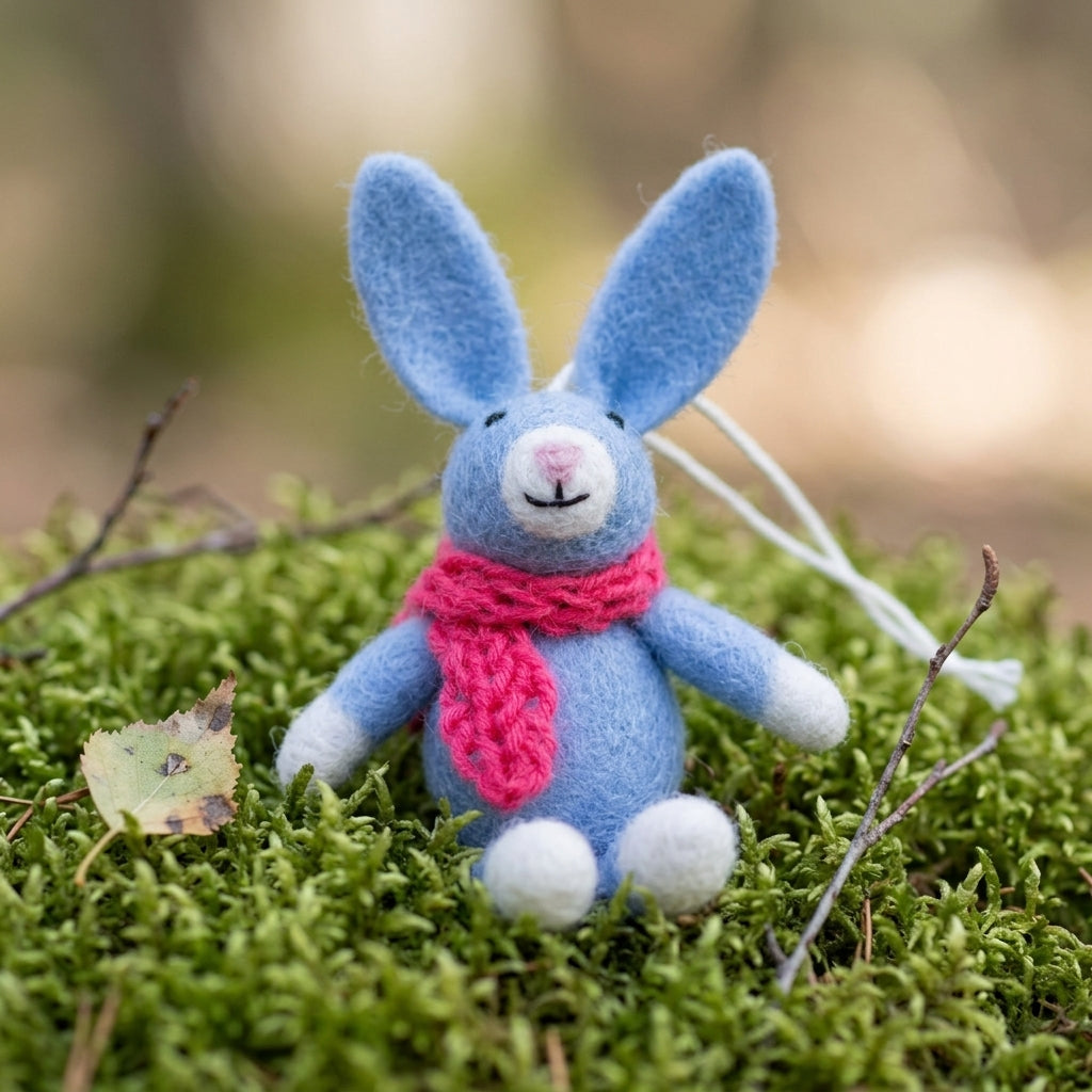 Handmade Felt Bunny Ornament – Wool Rabbit Decoration