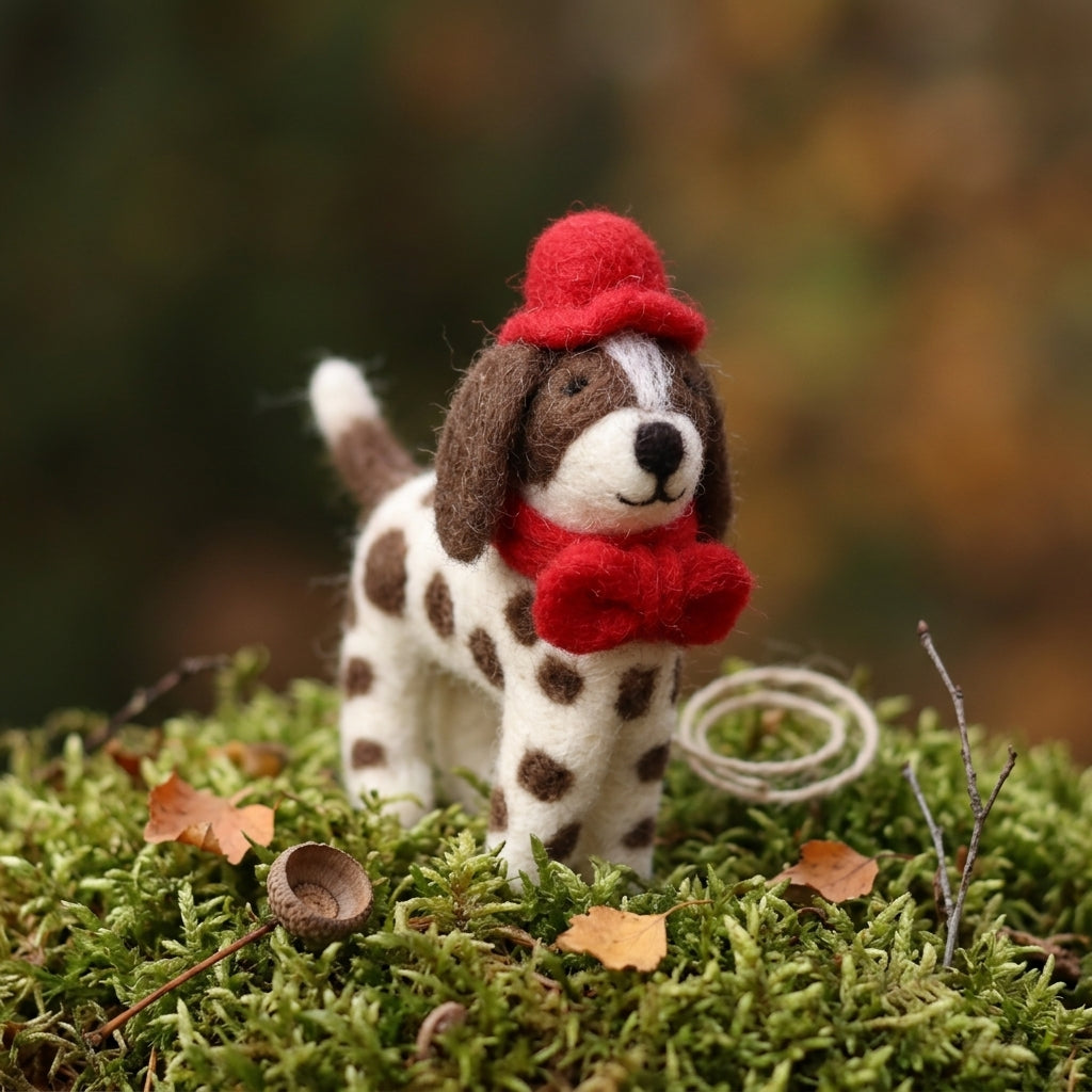 Handmade Felt Dog Ornament – Wool Puppy Decoration