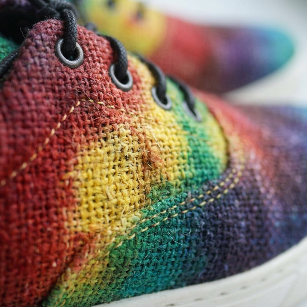 Rasta Tie-Dye Hemp Sneakers – Organic Lace-Up Casual Shoes