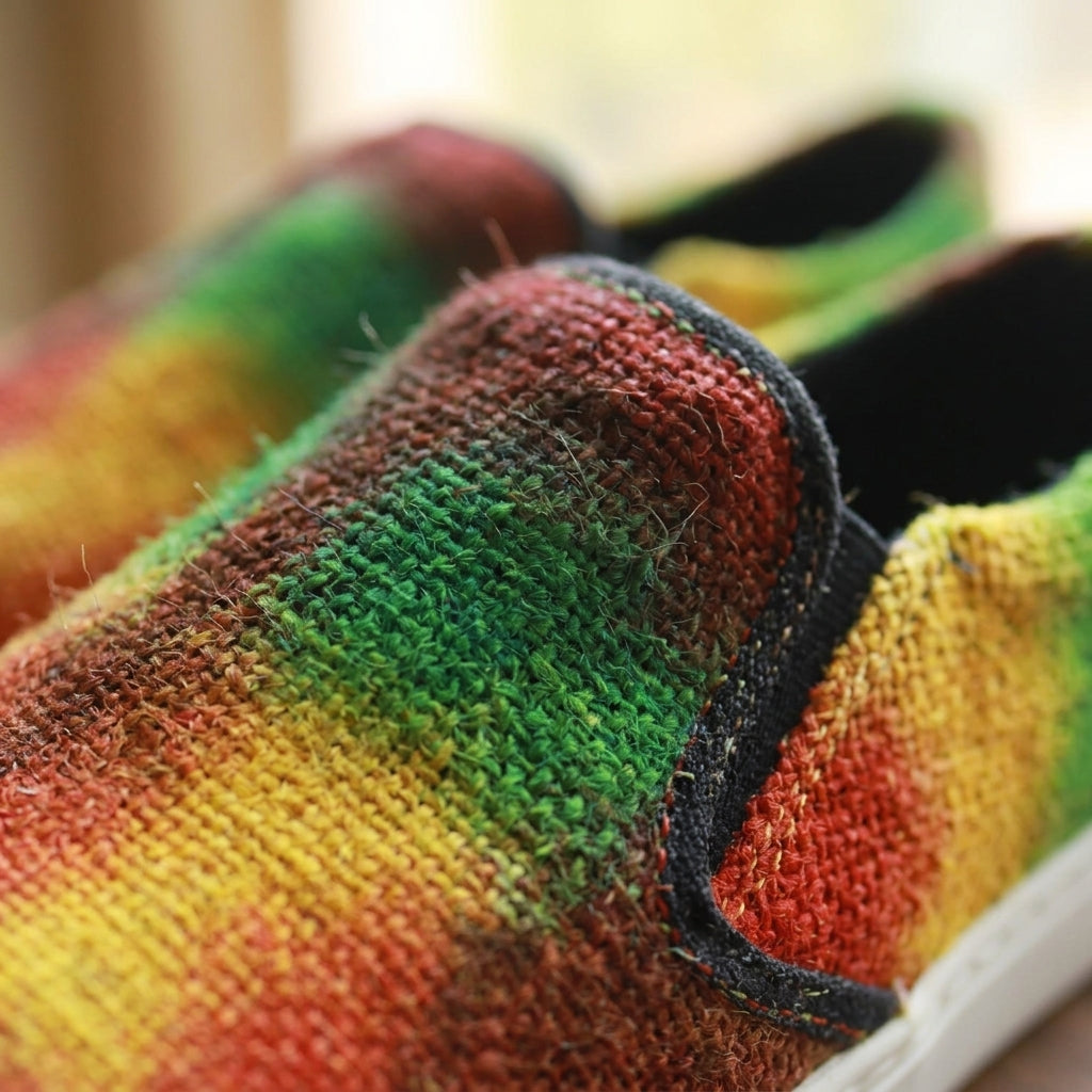 Rasta Tie-Dye Hemp Slip-On Shoes – Organic Casual Footwear