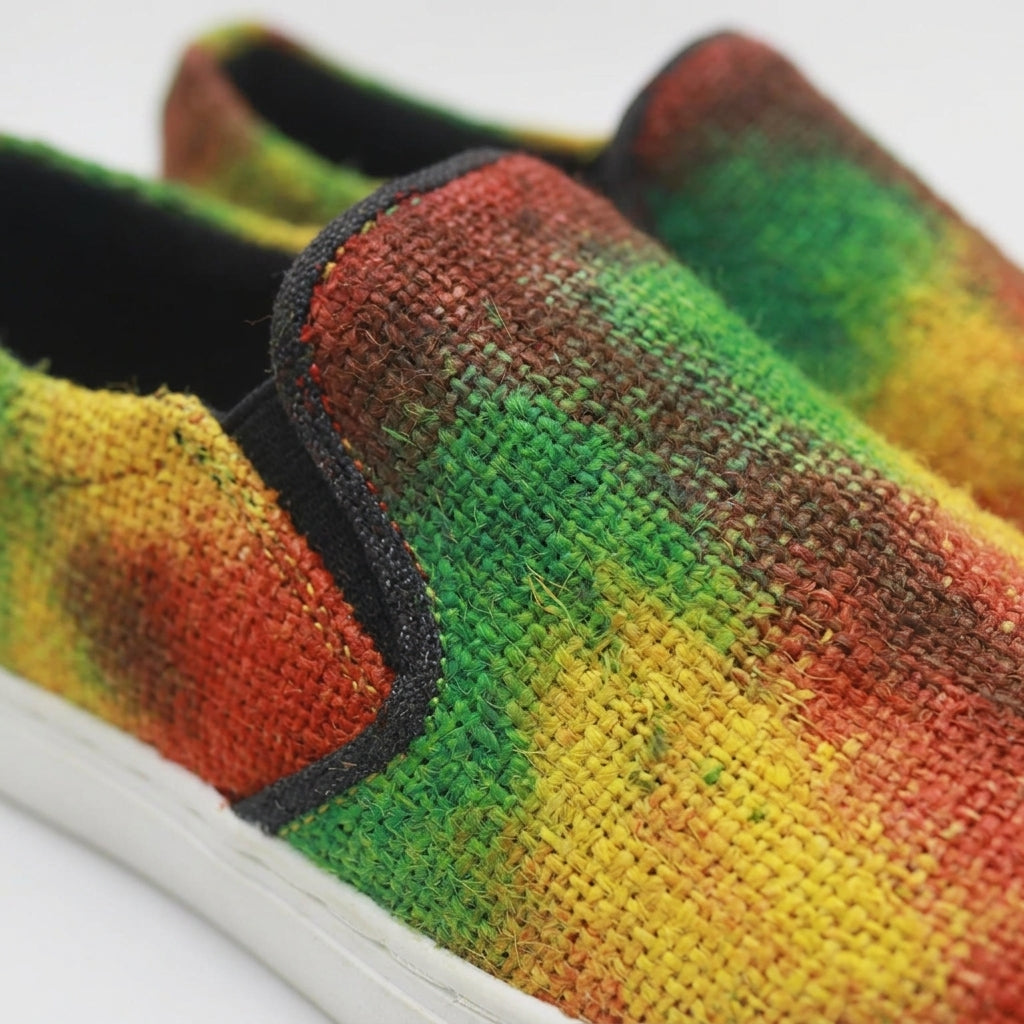 Rasta Tie-Dye Hemp Slip-On Shoes – Organic Casual Footwear