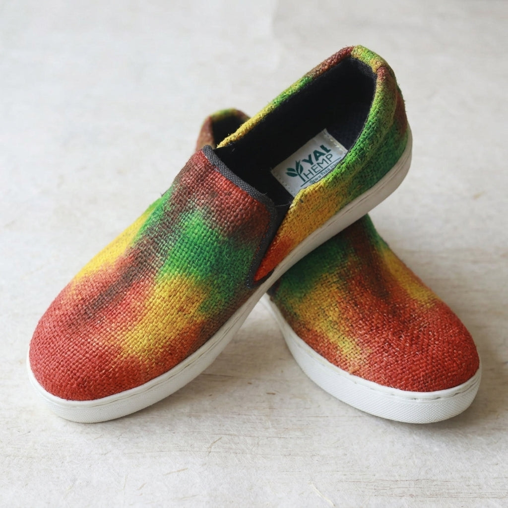 Rasta Tie-Dye Hemp Slip-On Shoes – Organic Casual Footwear