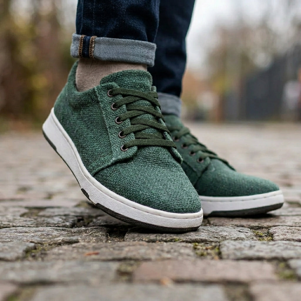Green Hemp Sneakers – Eco-Friendly Casual Walking Shoes