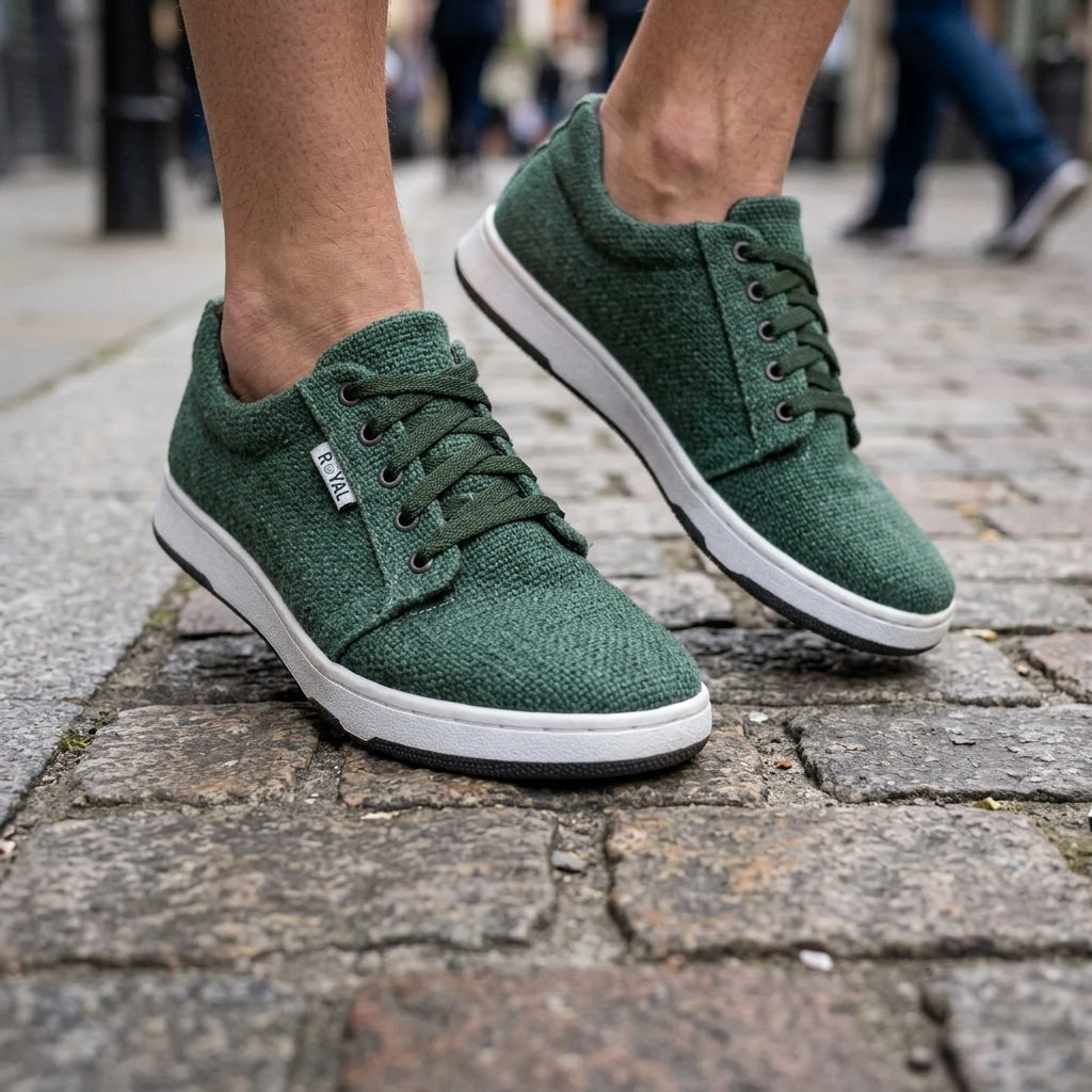 Green Hemp Sneakers – Eco-Friendly Casual Walking Shoes