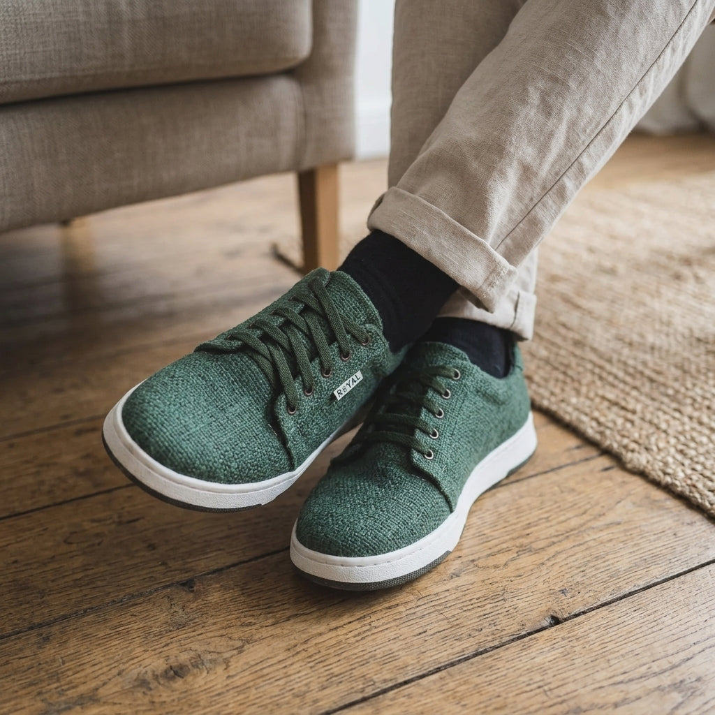 Green Hemp Sneakers – Eco-Friendly Casual Walking Shoes