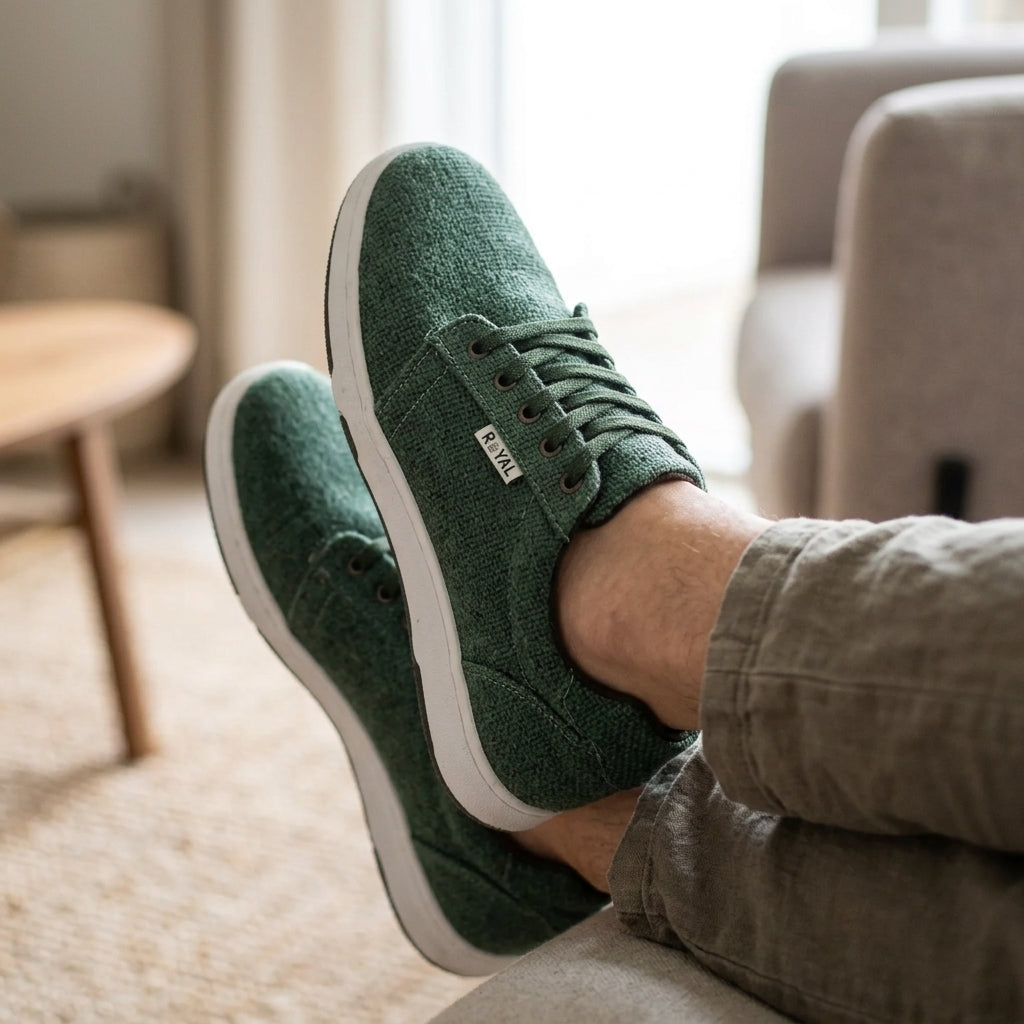 Green Hemp Sneakers – Eco-Friendly Casual Walking Shoes