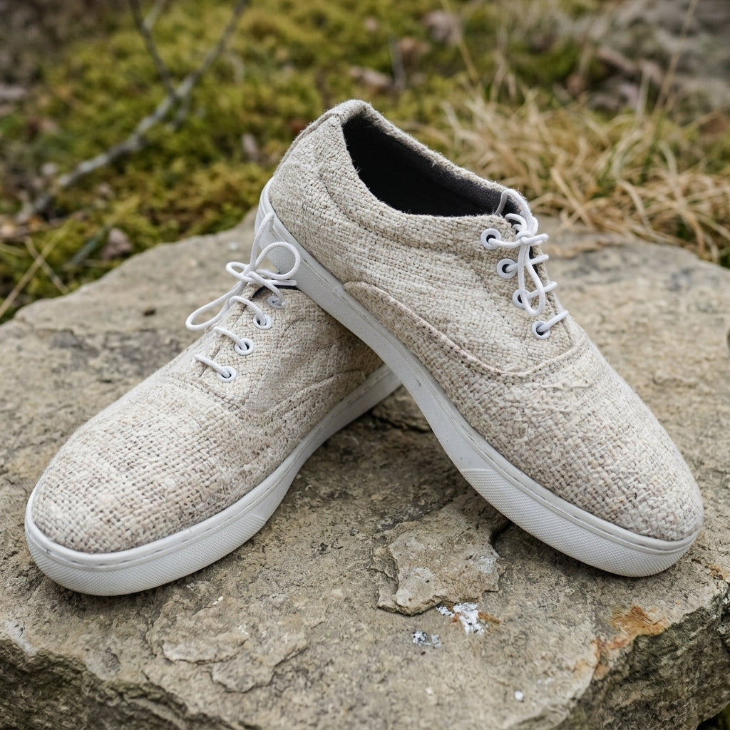 Natural White Hemp Sneakers – Organic Lace-Up Casual Shoes