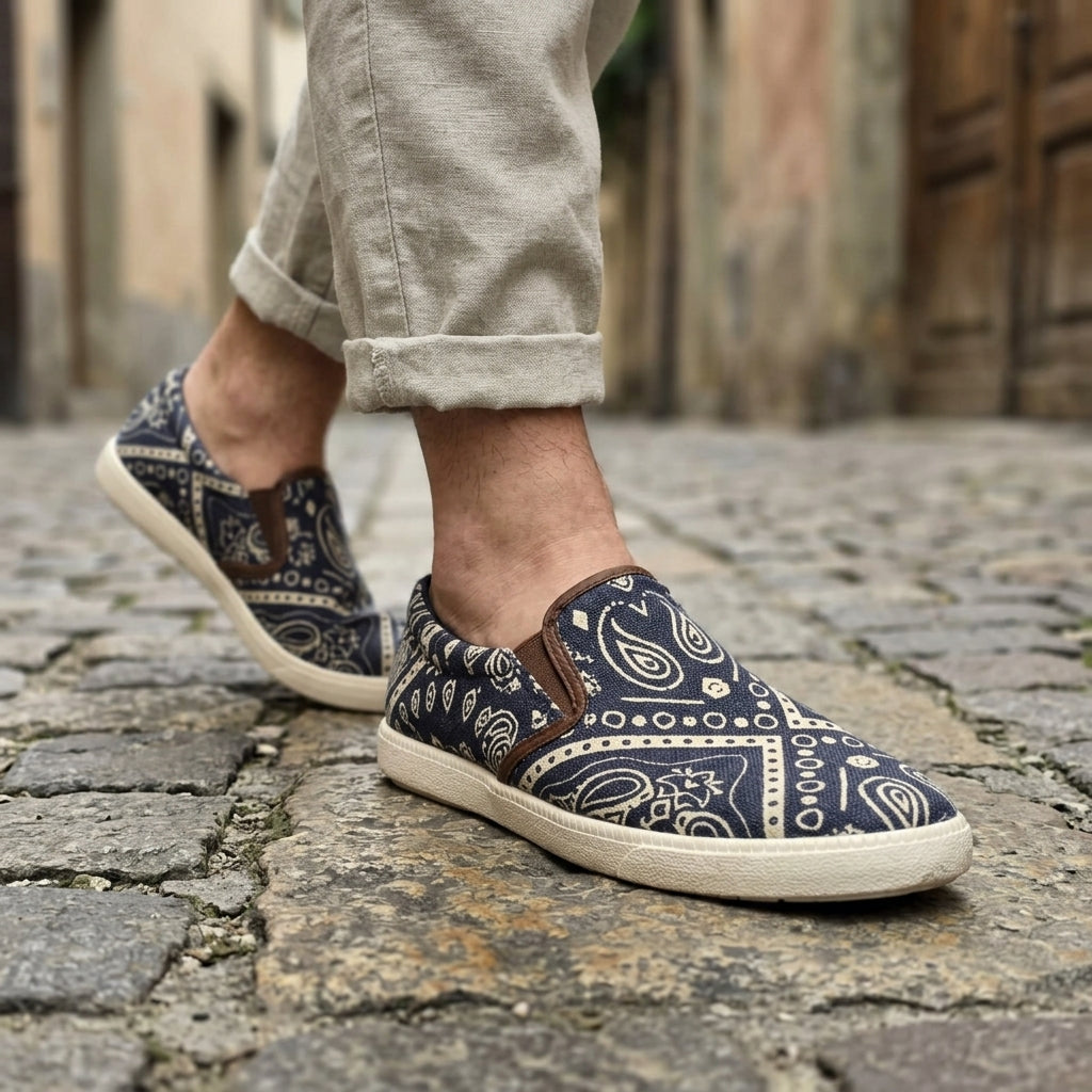 Mandala Hemp Slip-On Shoes – Organic Handmade-Style Casual Footwear