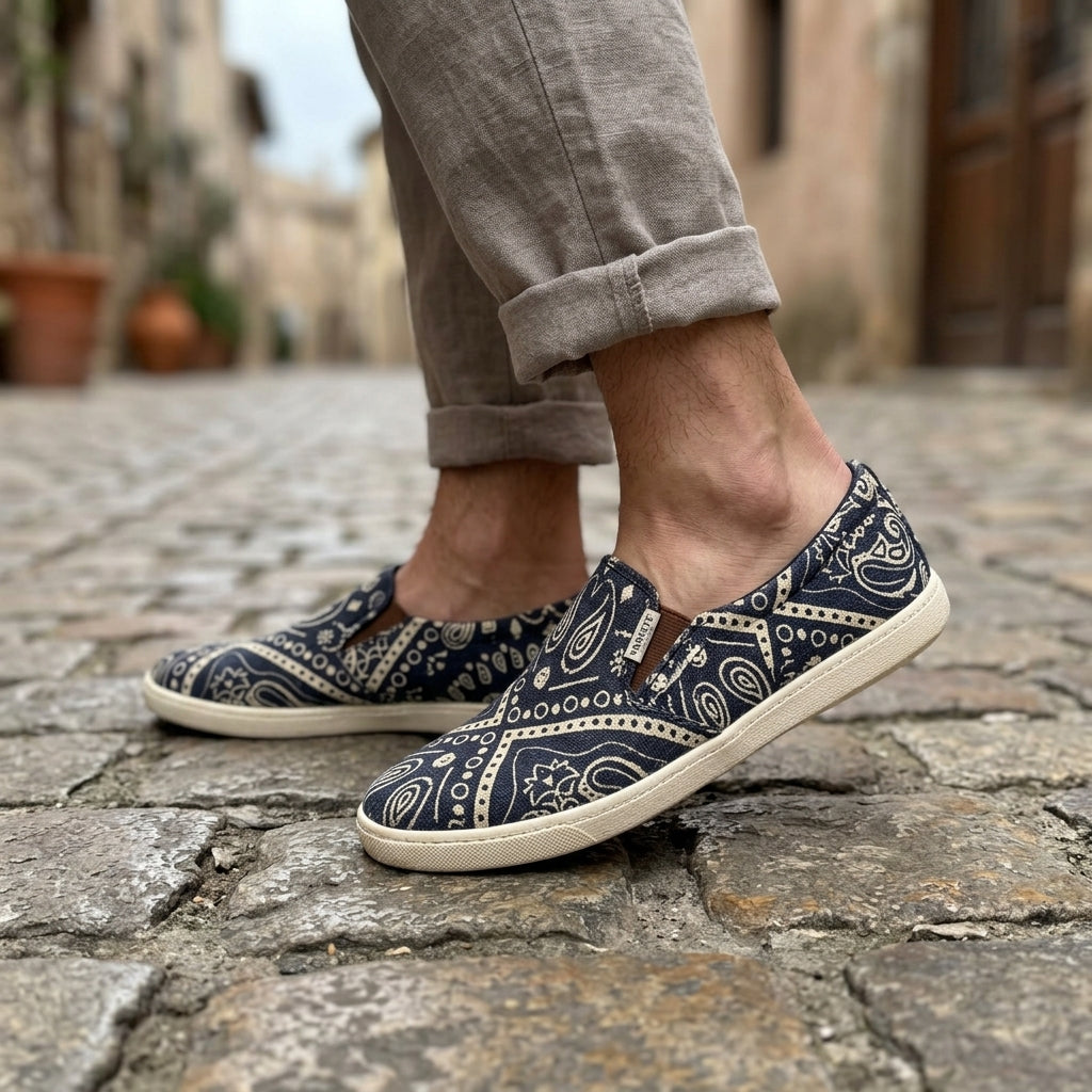 Mandala Hemp Slip-On Shoes – Organic Handmade-Style Casual Footwear