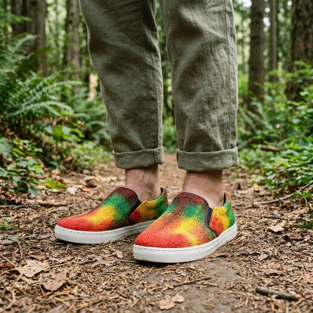 Rasta Tie-Dye Hemp Slip-On Shoes – Organic Casual Footwear