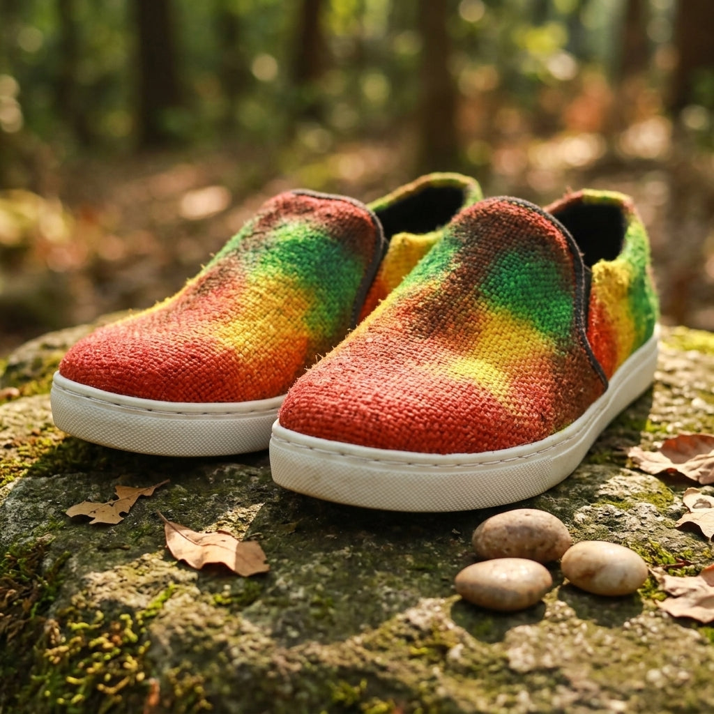 Rasta Tie-Dye Hemp Slip-On Shoes – Organic Casual Footwear