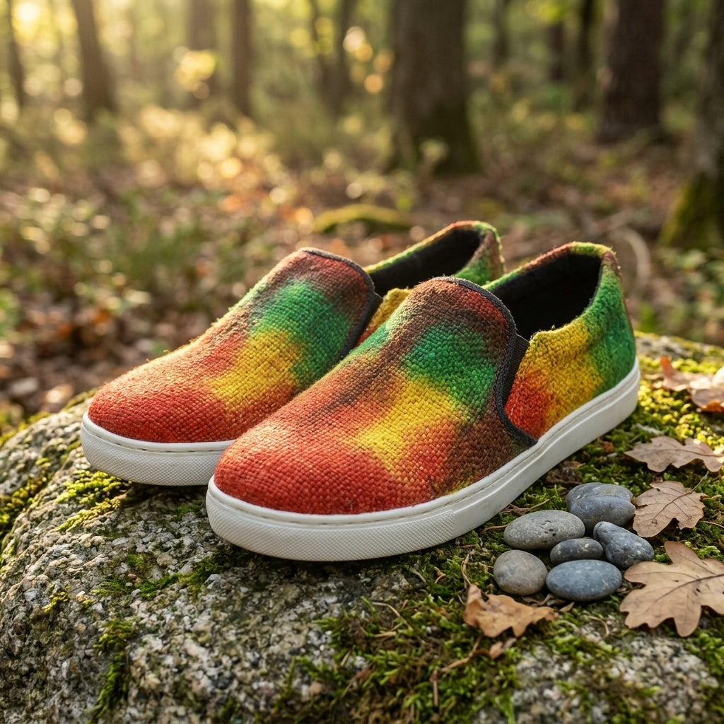 Rasta Tie-Dye Hemp Slip-On Shoes – Organic Casual Footwear